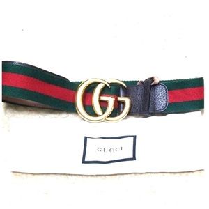 Double G Gucci Belt Striped